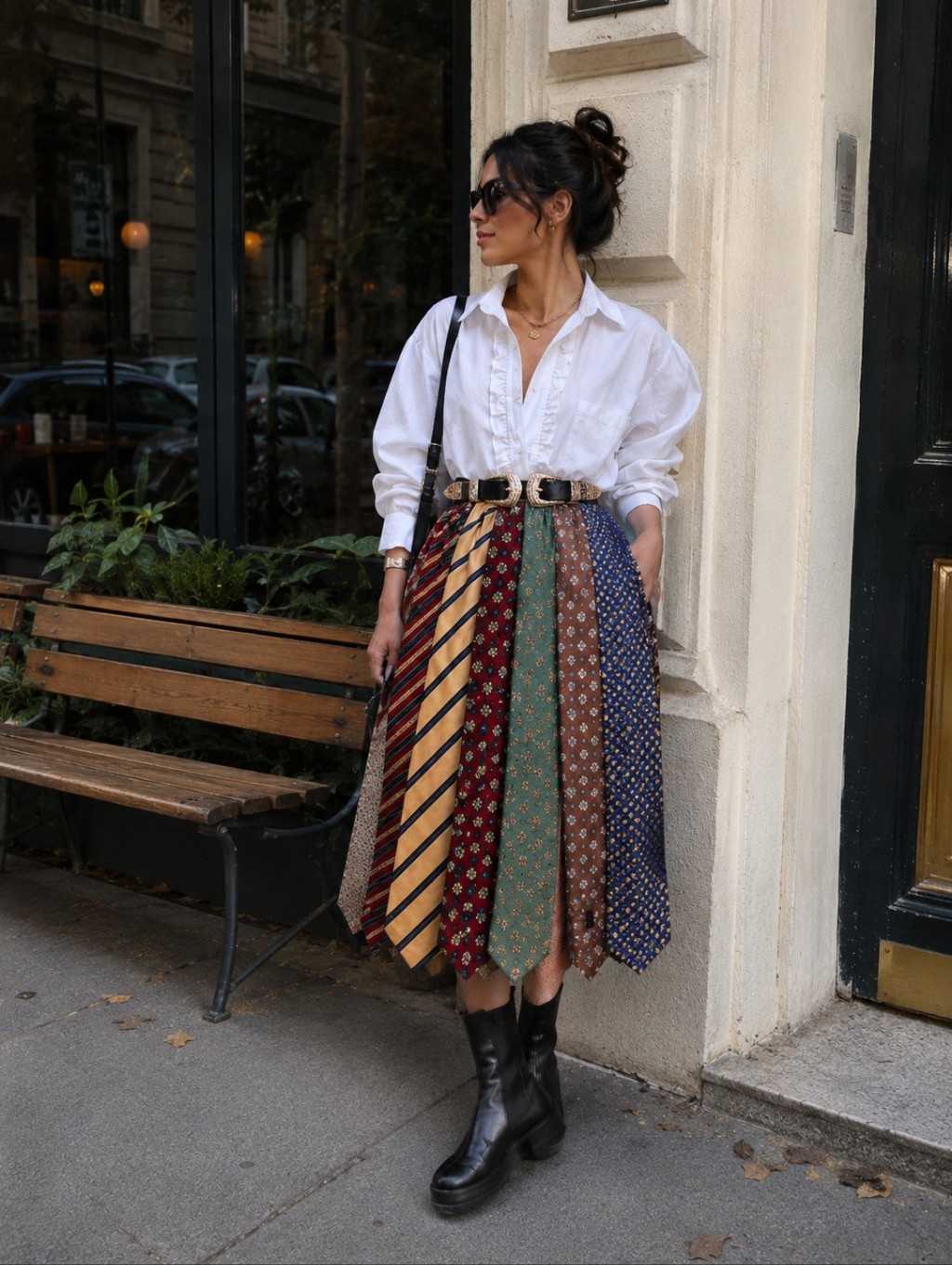 Vintage Tie Upcycled Midi Skirt One Of A Kind Handmade Piece